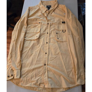 Guide Series Mens Long Sleeve Fishing Shirt Button Up Utility Pockets Tan 2XL